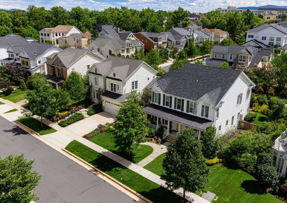Aerial drone neighborhood view